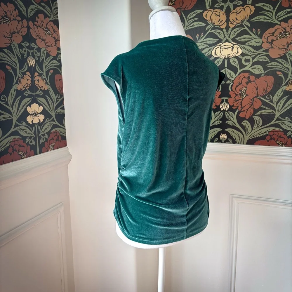 Velvet Side Cinch Slash Neck Top 💚💙 - Picture 4 of 4